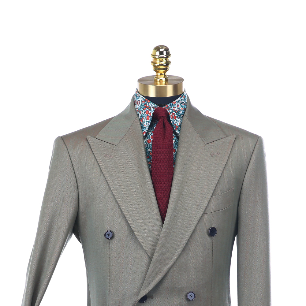 SHUIT BESPOKE TAILORED SUIT _ GRAY &amp; RED STRIPE