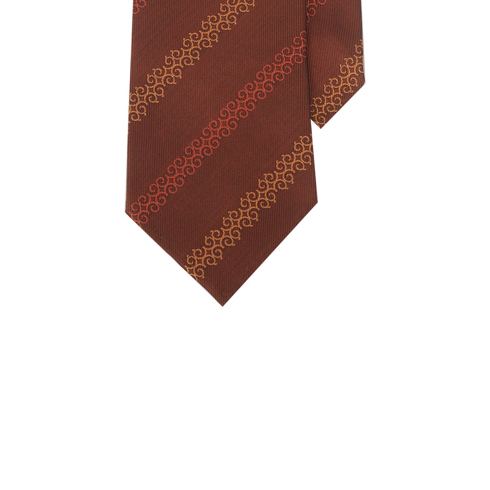 BELLATOR TIE _ Trellis Pattern Stripe Tie | Brown, Yellow, Orange