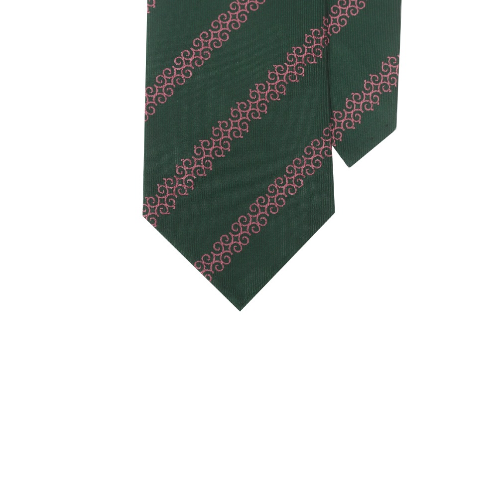 BELLATOR TIE _ Trellis Pattern Stripe Tie | Dark Green, Pink